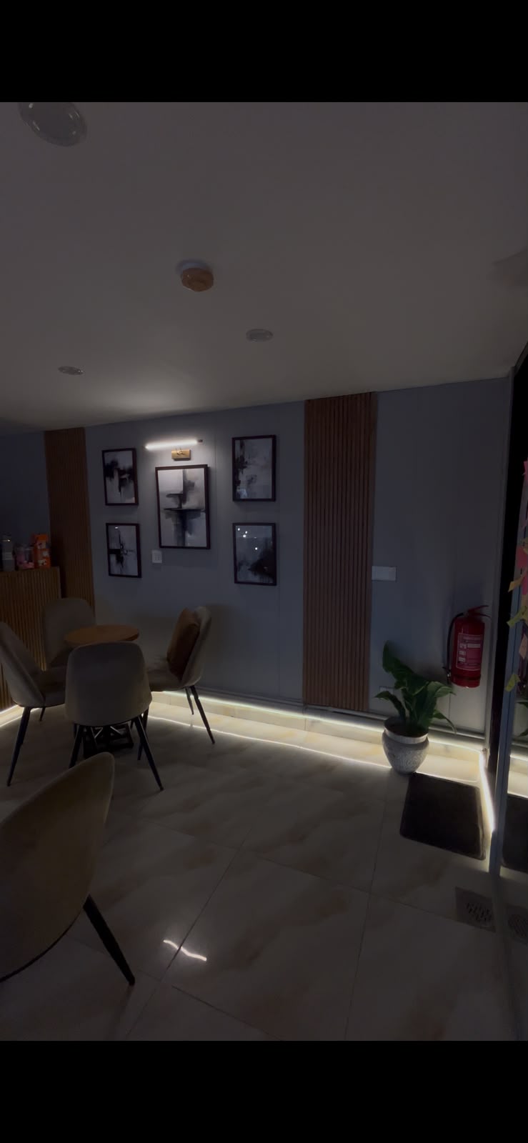 The vibe inside the café with warm lighting